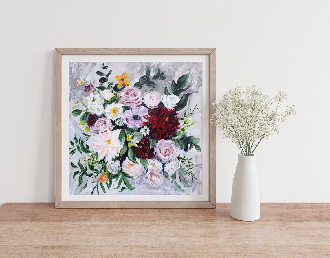 Flowers Floral Acrylic Painting By Katie Jobling Art Print