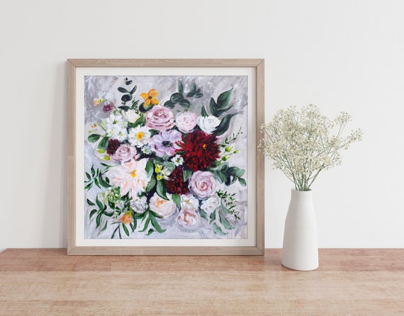 Flowers Floral Acrylic Painting By Katie Jobling Art Print