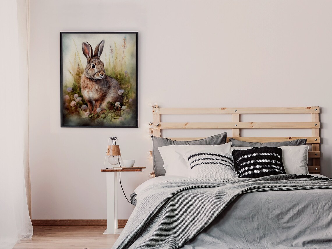 Brown Hare Among Wildflowers Watercolor Woodland Animal Poster - Image 6