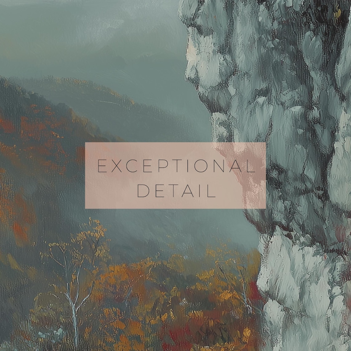 Lonely Ghost On Cliffside Overlook Moody Autumn Valley Sunset Art Poster - Image 2
