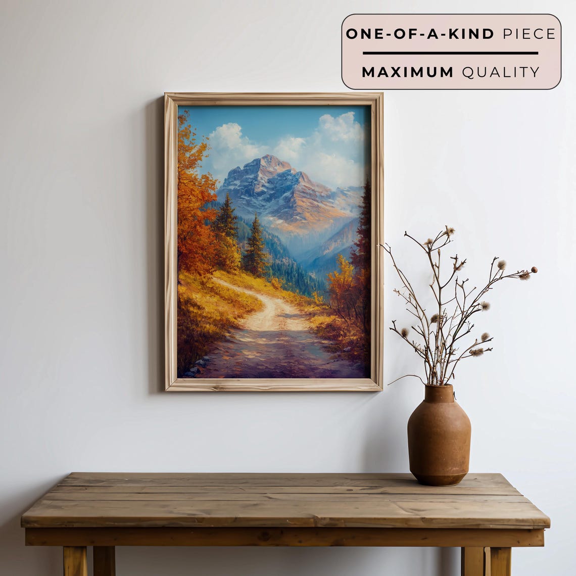 Autumn Mountain Path Snow Capped Peak Alpine Fall Scenery Poster - Image 3