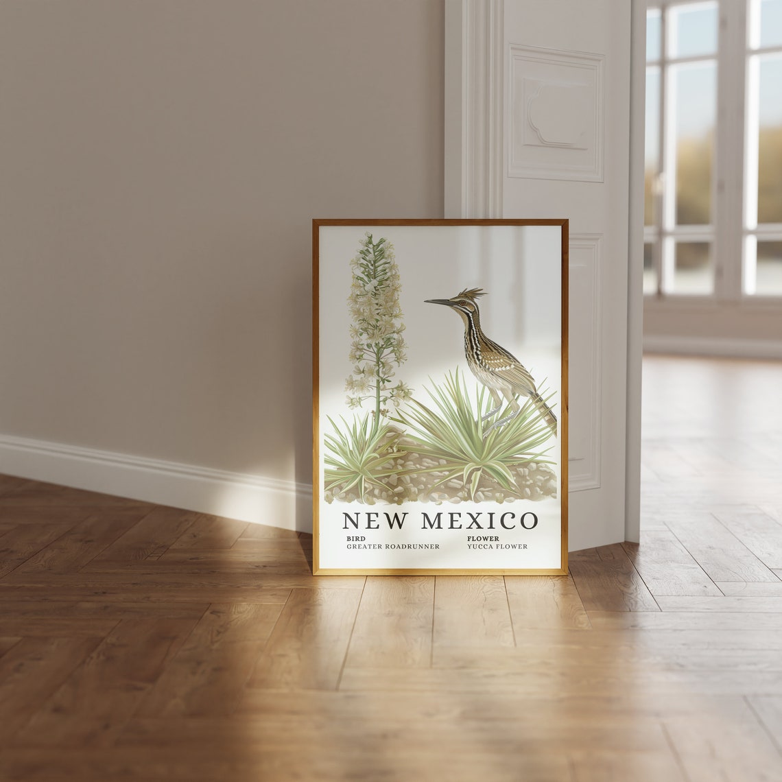 New Mexico Greater Roadrunner Yucca Flower Bird and Flower Art Print - Image 3
