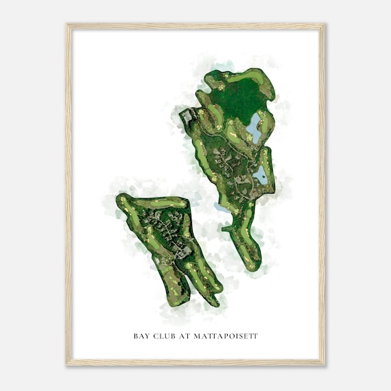 Bay Club At Mattapoisett Massachusetts Classic Watercolor Map Golfer Gift Golf Wall Art Golf Poster Print Course Layout