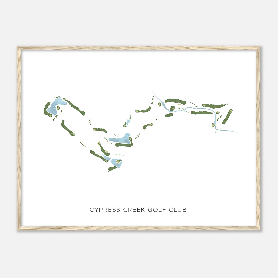 Cypress Creek Golf Club Modern Watercolor Golf Course Map Poster - Image 2
