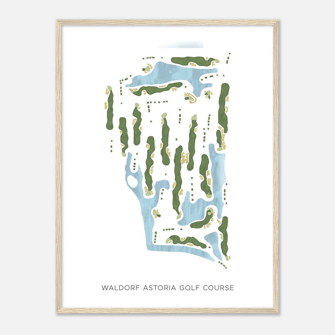 Waldorf Astoria Golf Course Modern Watercolor Course Map Poster - Image 2