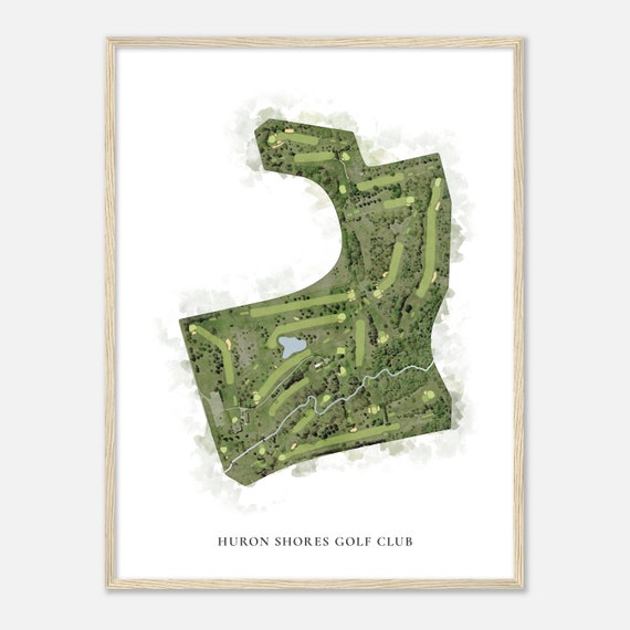 Huron Shores Golf Club Michigan Classic Watercolor Map Golfer Gift Golf Wall Art Golf Poster Print Course Layout