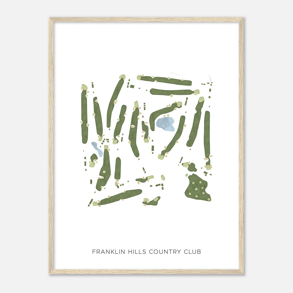 Franklin Hills Country Club Modern Watercolor Map Golf Poster - Image 2