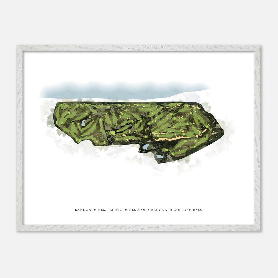 Bandon Dunes Pacific Dunes Old McDonald Golf Courses Map Art Poster - Image 4