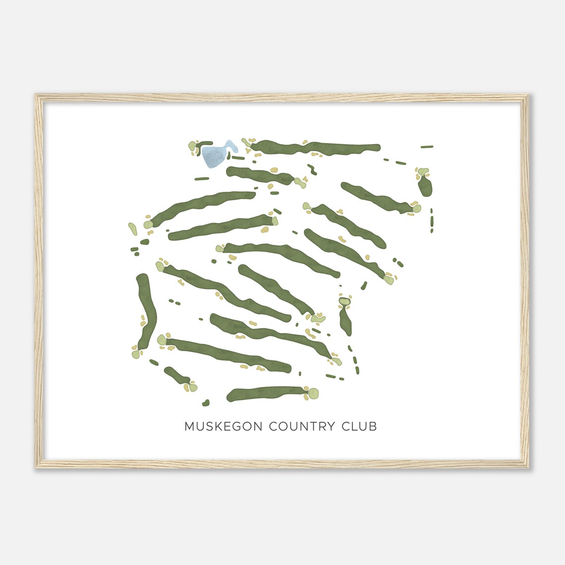 Muskegon Country Club Modern Minimalist Watercolor Map Poster - Image 2