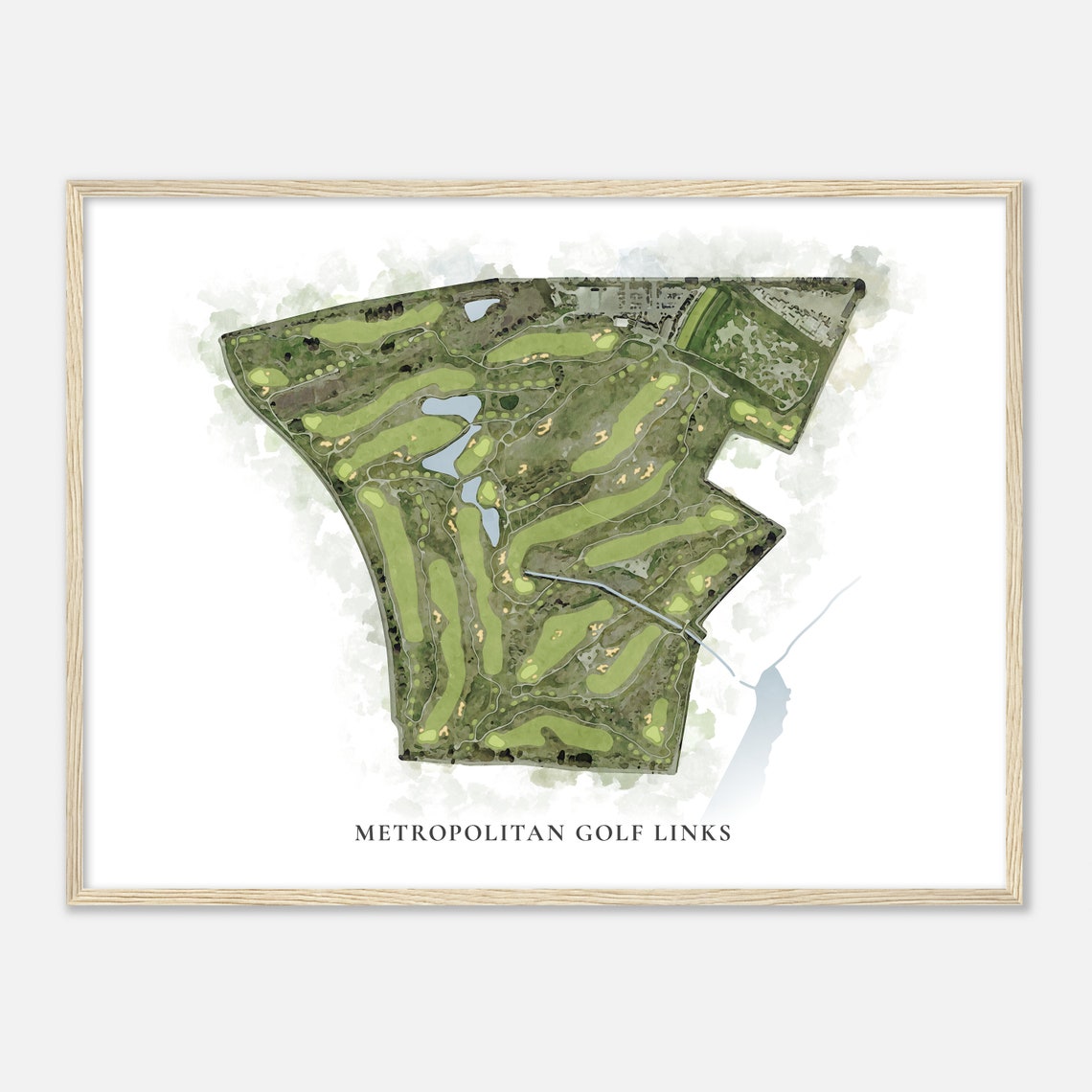 Metropolitan Golf Links Classic Watercolor Map Poster Art Gift