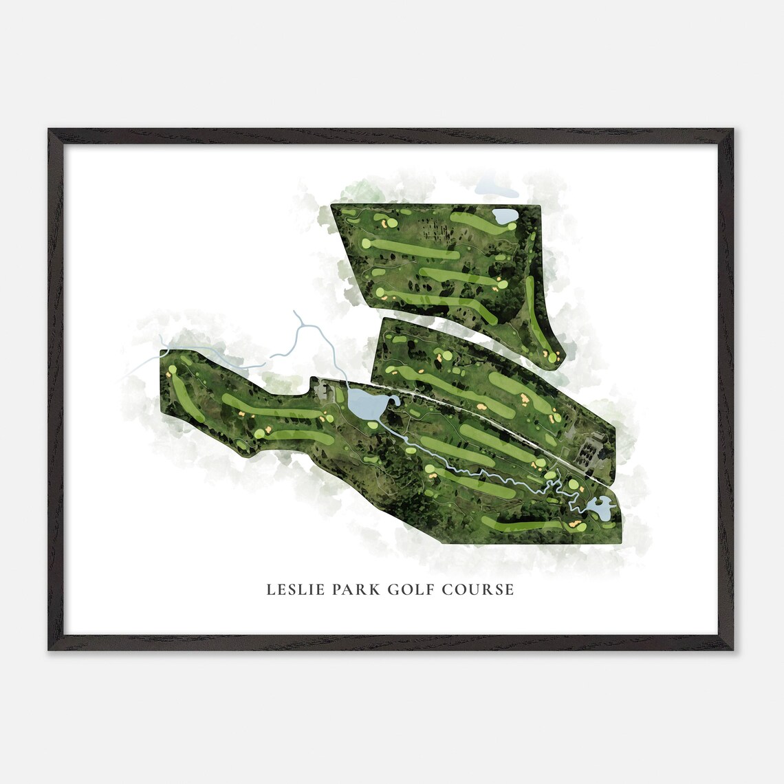 Leslie Park Golf Course Classic Watercolor Aerial Map Poster - Image 5