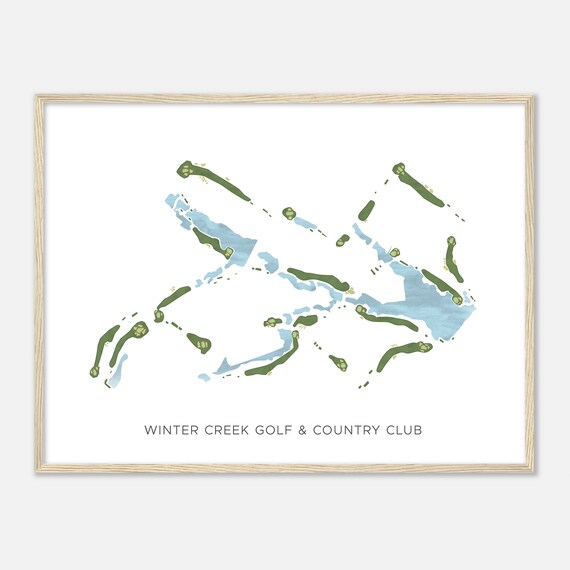 Winter Creek Golf & Country Club Oklahoma Modern Watercolor Course Map Poster