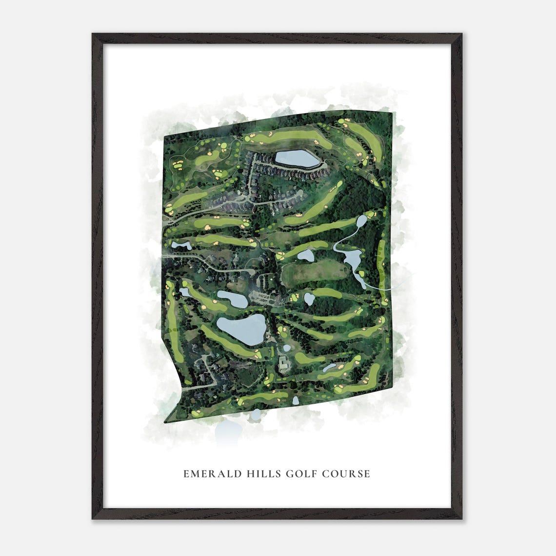 Emerald Hills Golf Course Classic Aerial Watercolor Golf Map Poster - Image 2