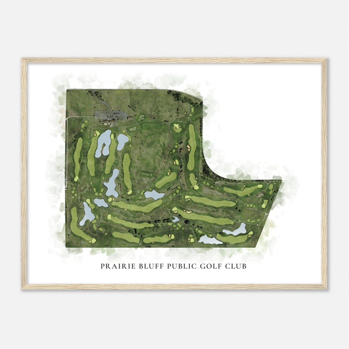 Prairie Bluff Public Golf Club Classic Watercolor Map Gift Print