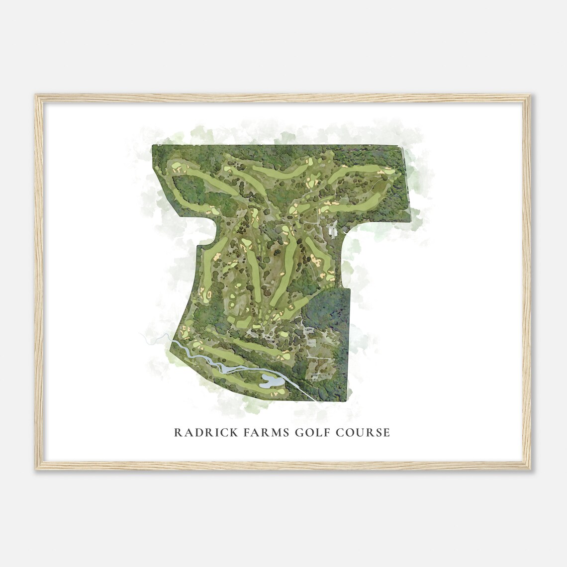 Radrick Farms Golf Course Aerial Watercolor Fairway Map Print - Image 2