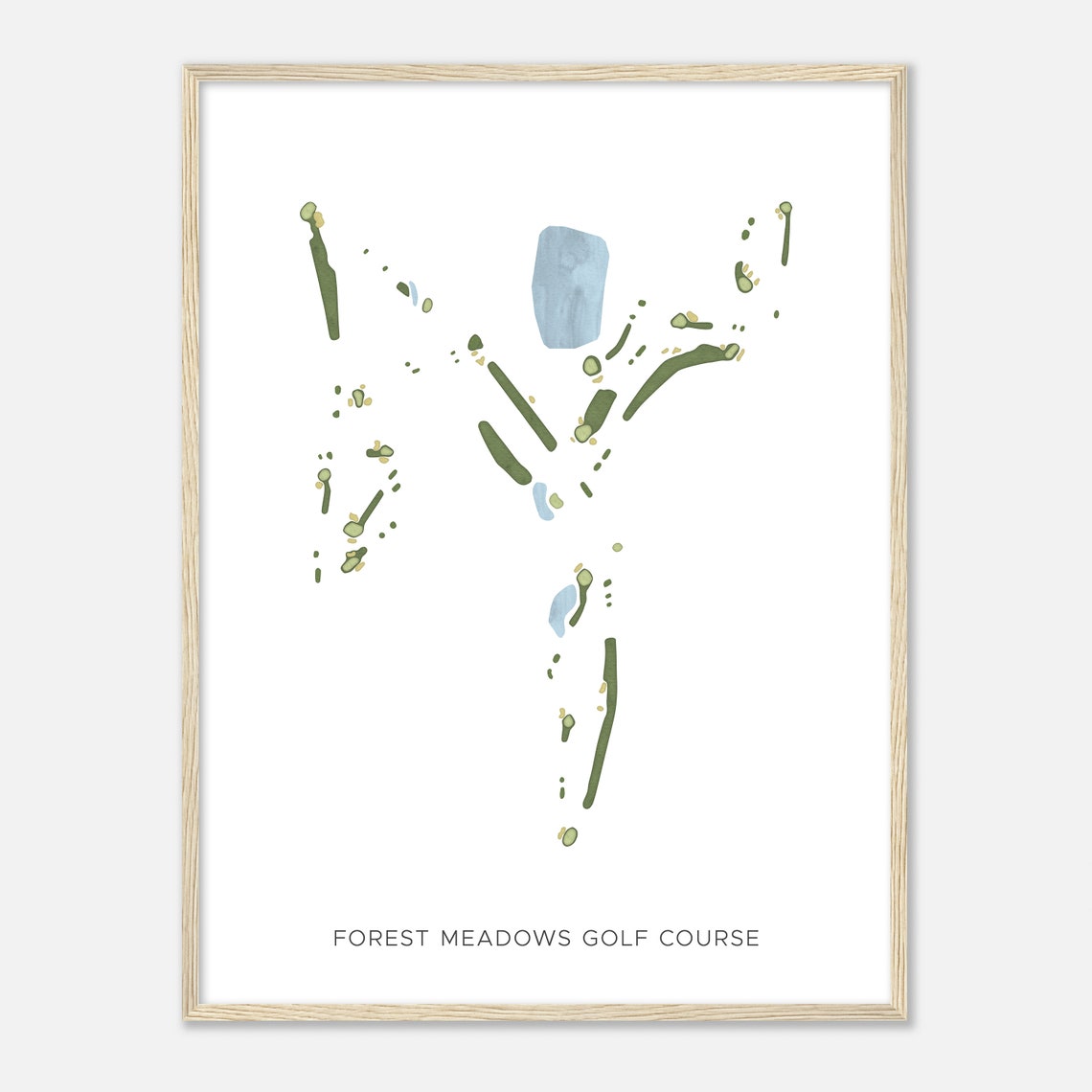 Forest Meadows Golf Course Minimalist Watercolor Fairway Map Poster