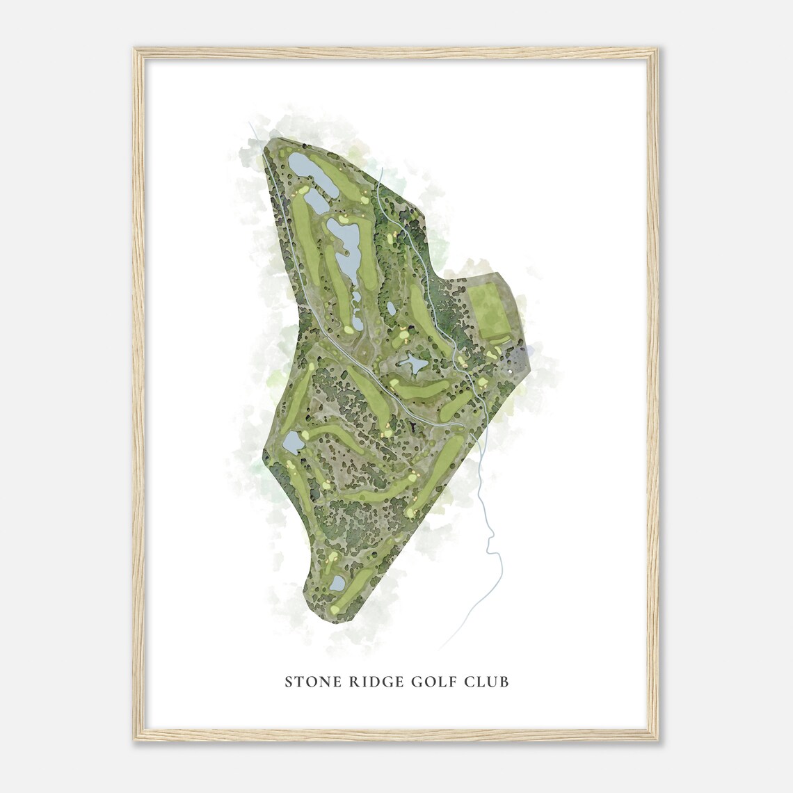 Stone Ridge Golf Club Oregon Classic Watercolor Aerial Map Poster