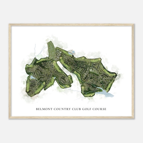 Belmont Country Club Golf Course Virginia Watercolor Map