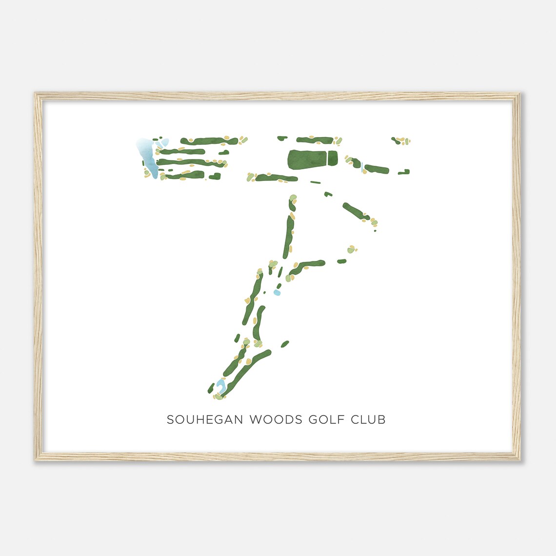 Souhegan Woods Golf Club Modern Watercolor Golf Course Map Art Poster - Image 2