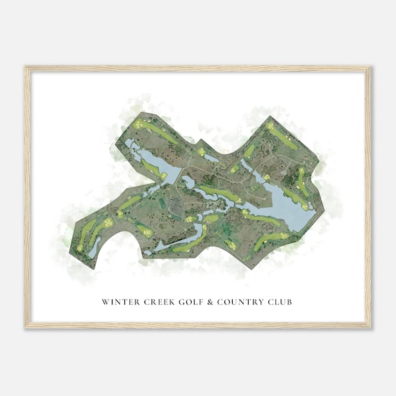 Winter Creek Golf Country Club Classic Watercolor Map Poster