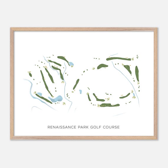 Renaissance Park Golf Course In Charlotte North Carolina Modern Watercolor Map Golfer Gift Golf Wall Art Golf Poster Print