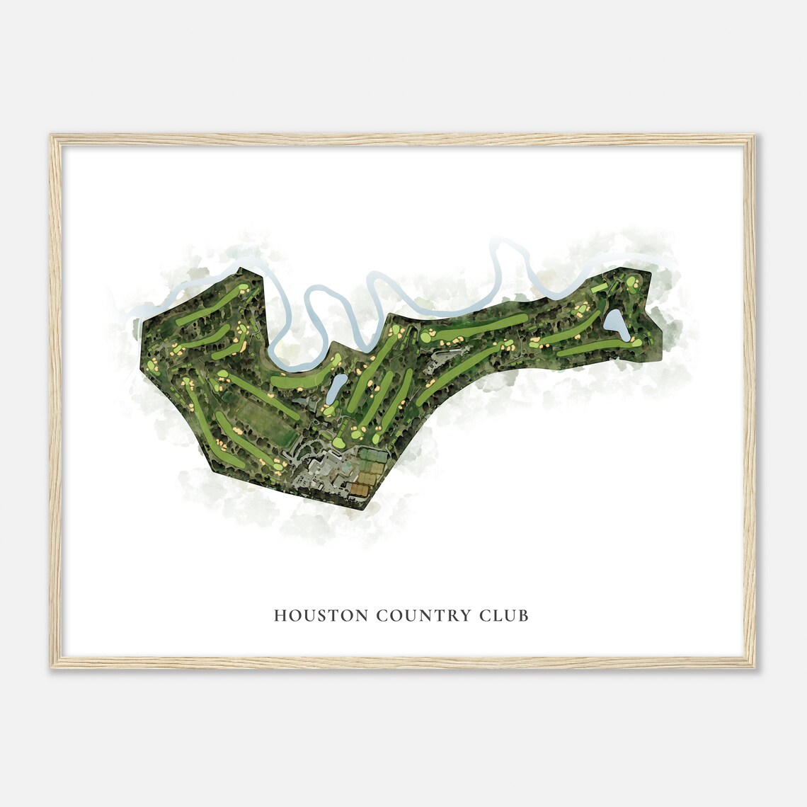 Houston Country Club Golf Course Aerial Watercolor Map Poster - Image 2