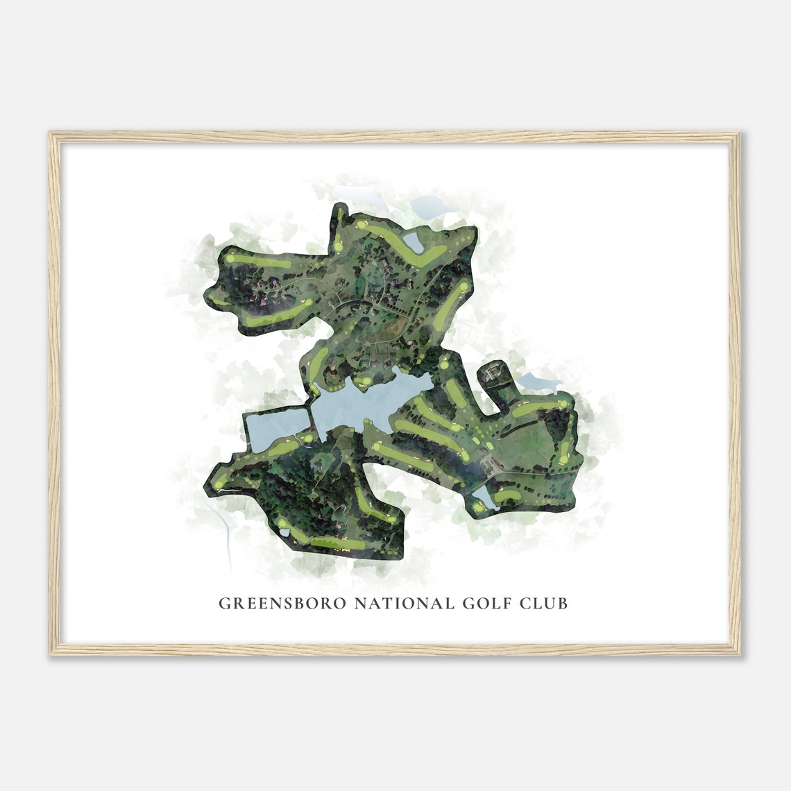 Greensboro National Golf Club Watercolor Course Map Print Art