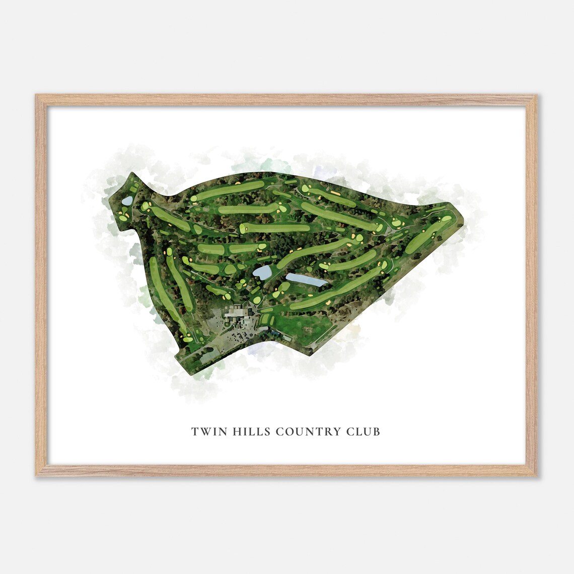 Twin Hills Country Club Massachusetts Classic Watercolor Aerial Poster