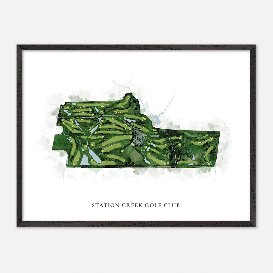 Station Creek Golf Club Classic Watercolor Course Layout Map Poster - Image 4