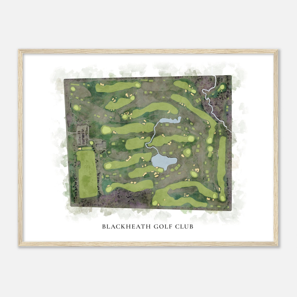 Blackheath Golf Club Watercolor Course Map Golfer Gift Poster - Image 2