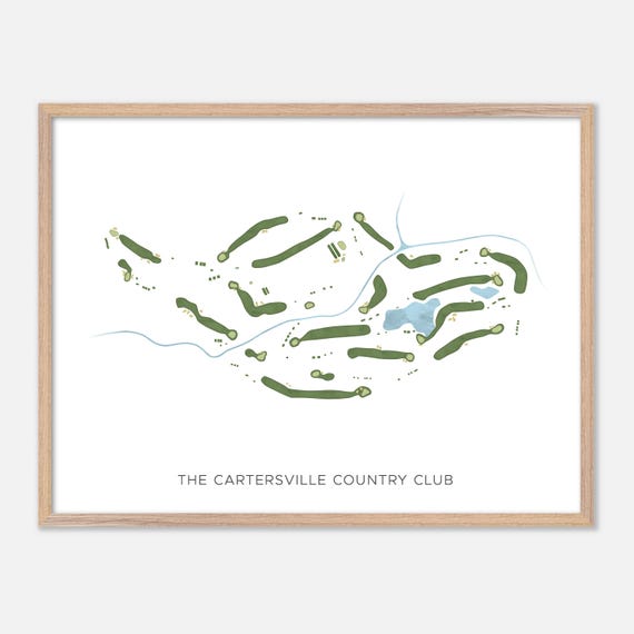 The Cartersville Country Club In Cartersville Georgia Modern Watercolor Map Golfer Gift Golf Wall Art Golf Poster Print