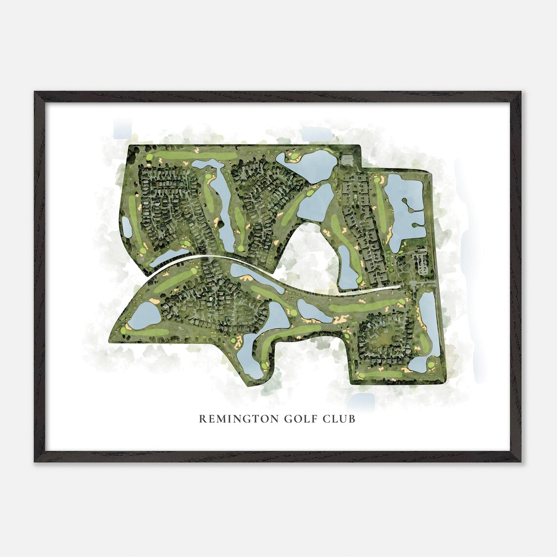 Remington Golf Club Classic Watercolor Lakes Course Map Poster - Image 5