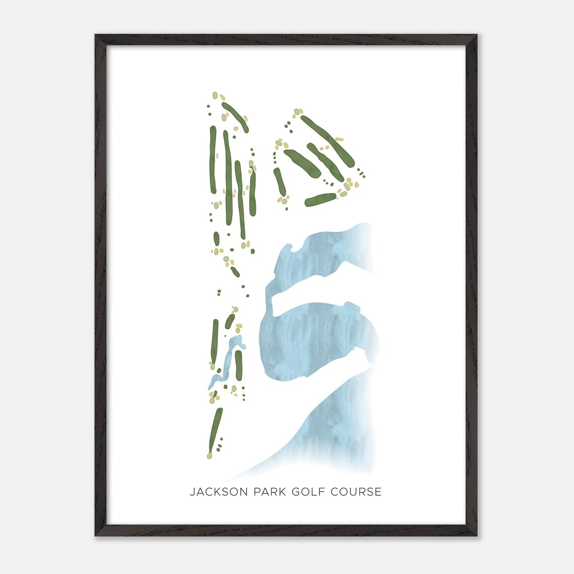 Jackson Park Golf Course Minimalist Watercolor Map Art Poster - Image 3