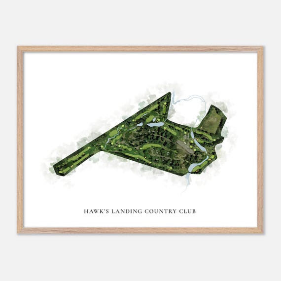 Hawks Landing Country Club In Southington Connecticut Classic Watercolor Map Golfer Gift Golf Wall Art Golf Poster Print