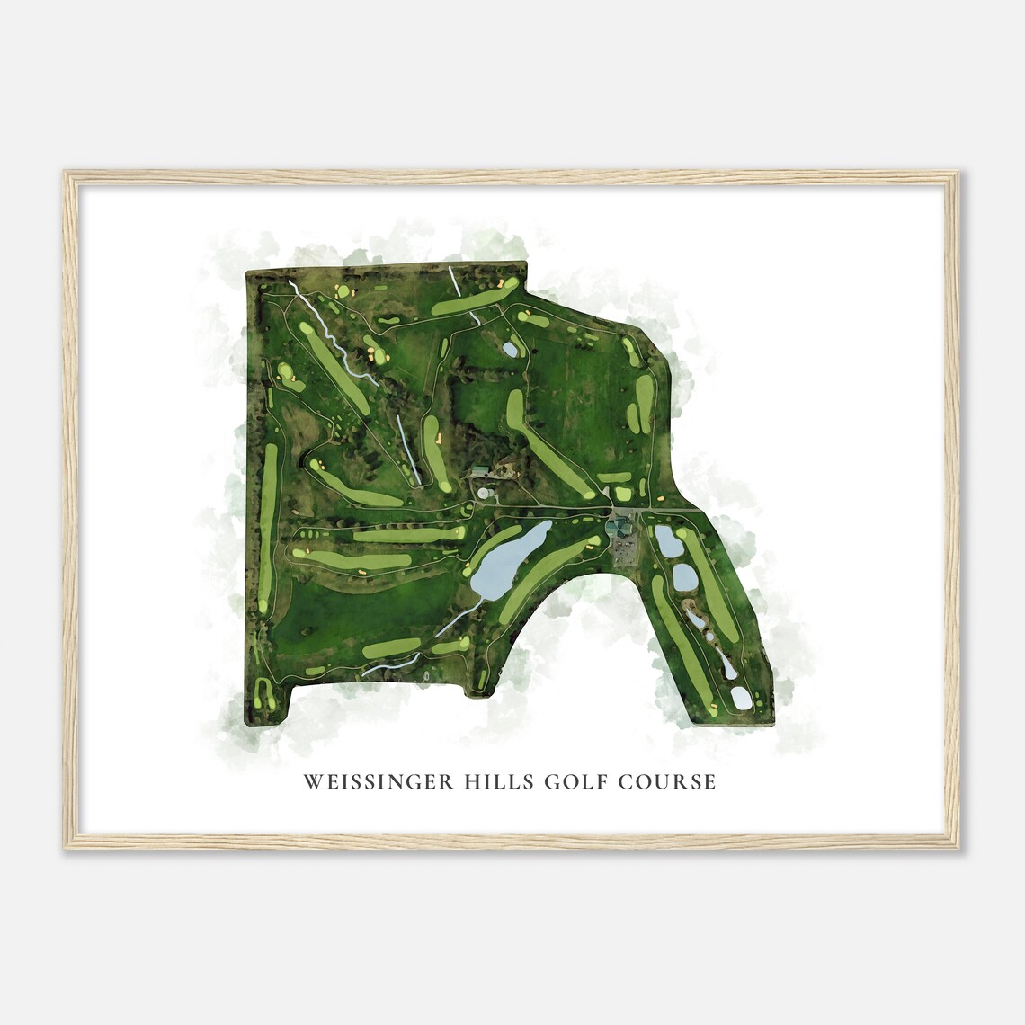 Weissinger Hills Golf Course Kentucky Classic Watercolor Course Map Poster - Image 2