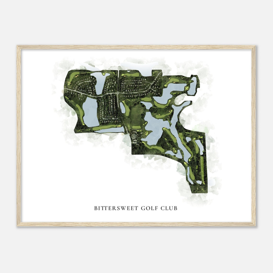 Bittersweet Golf Club Watercolor Aerial Golf Course Map Poster