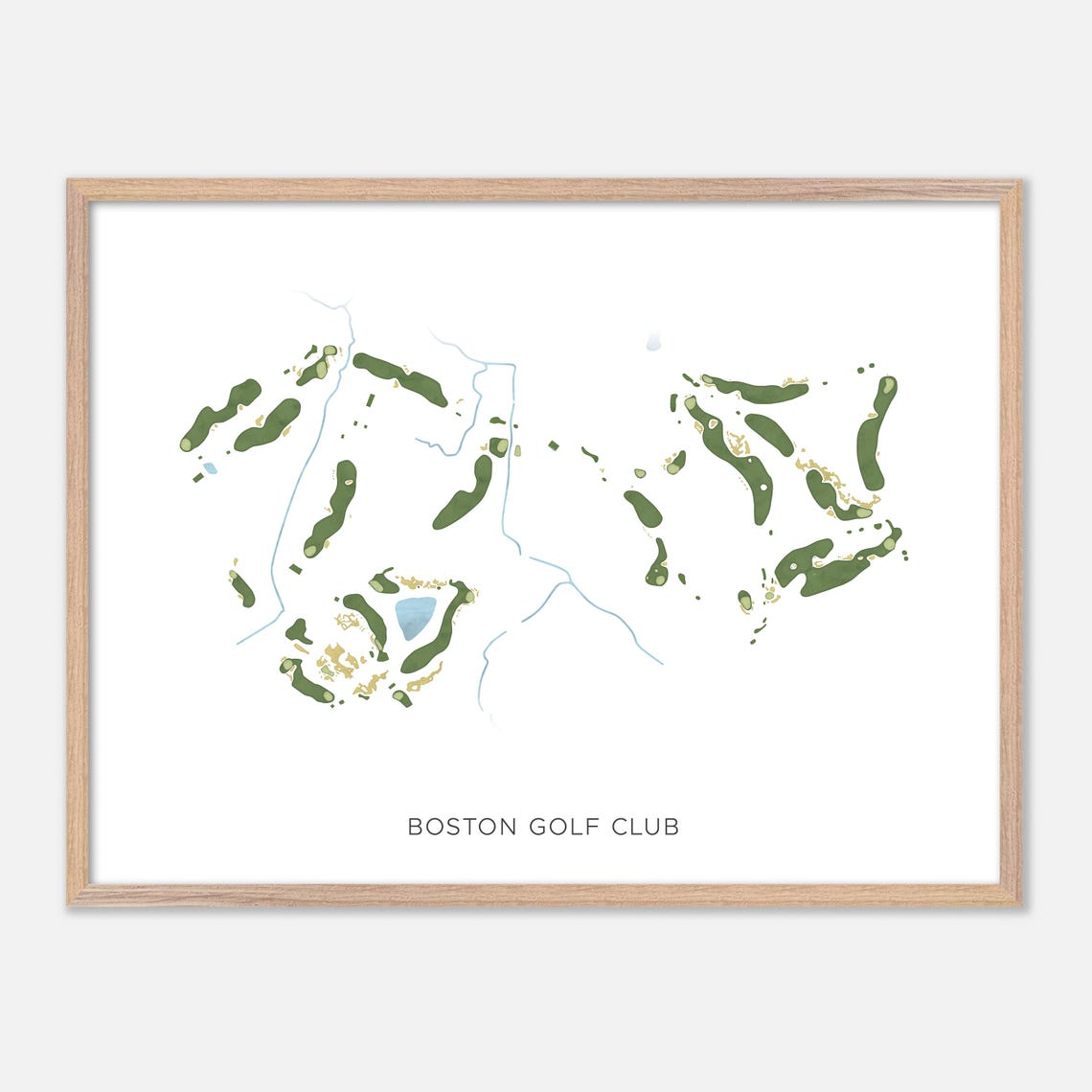 Boston Golf Club Massachusetts Minimalist Watercolor Map Poster