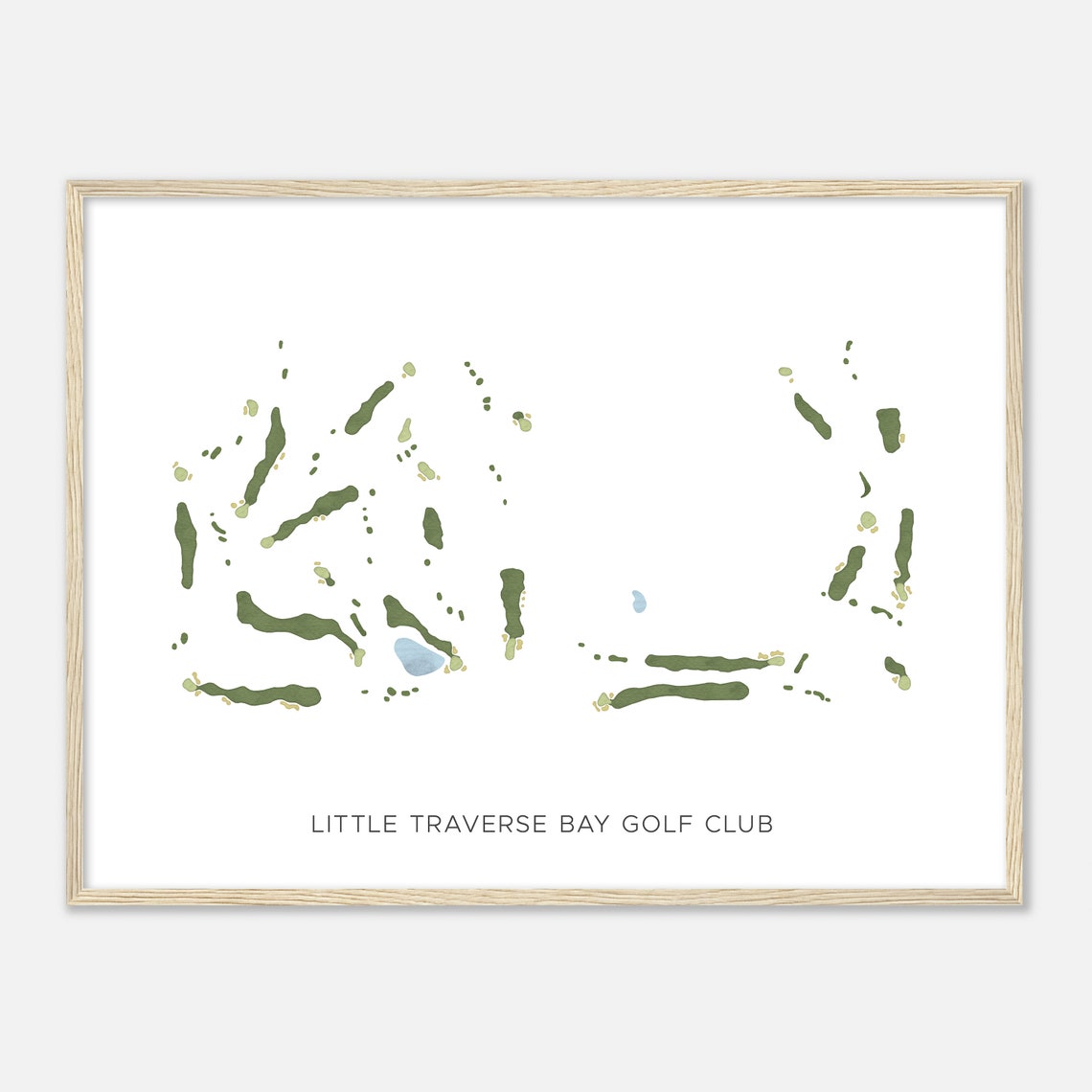 Little Traverse Bay Golf Club Modern Minimalist Watercolor Map Poster