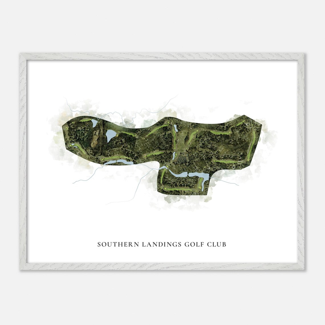 Southern Landings Golf Club Classic Watercolor Course Map Poster - Image 4