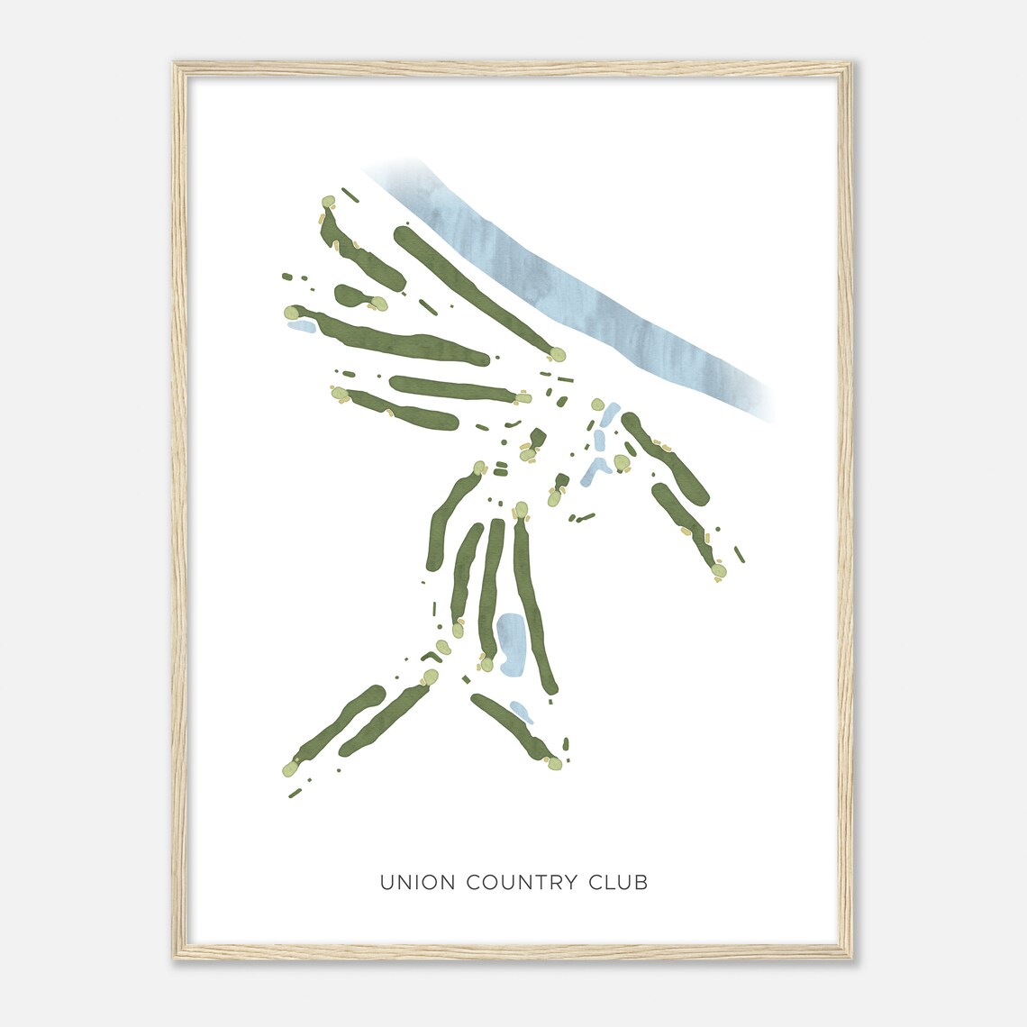 Union Country Club Minimalist Watercolor Golf Map Golfer Wall Art