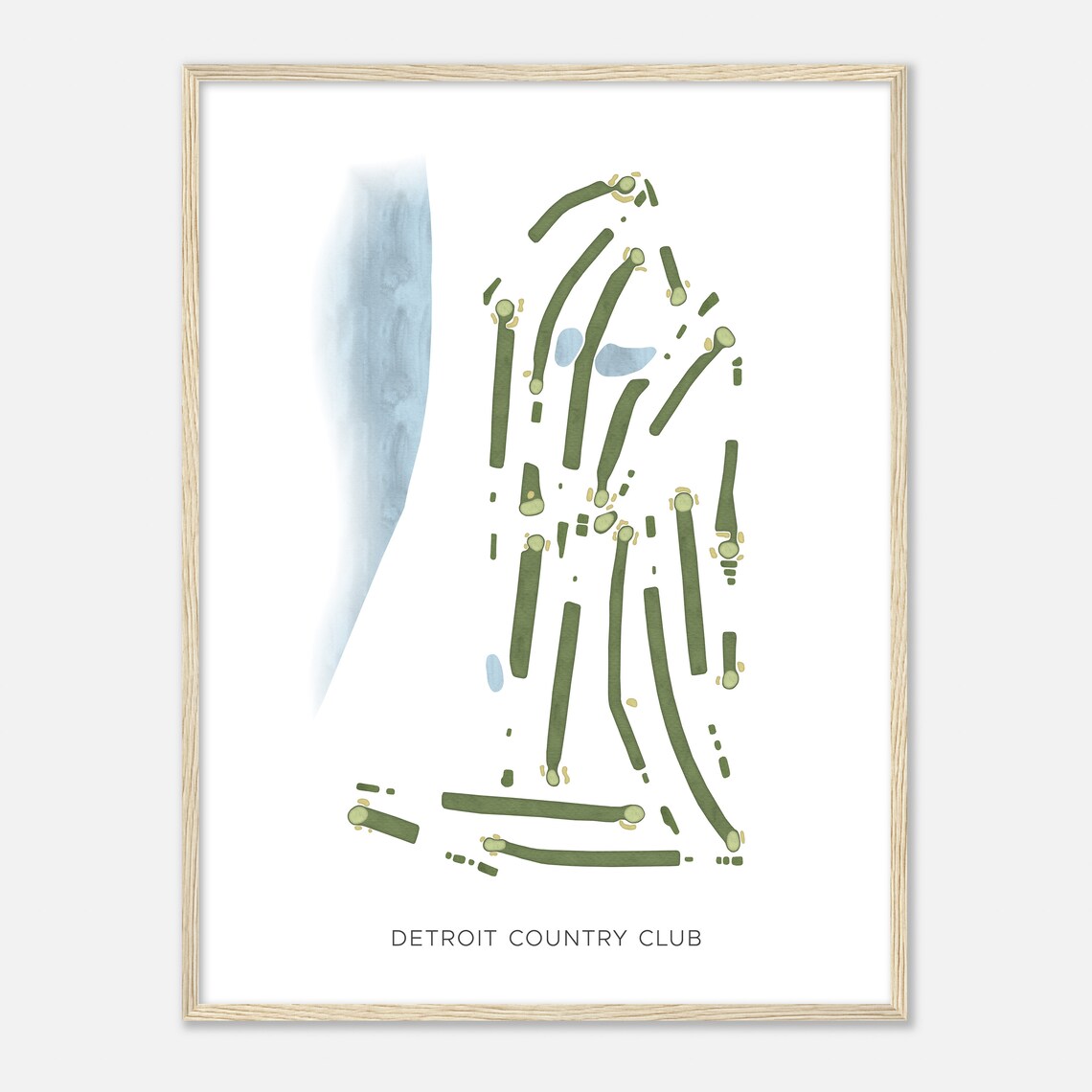 Detroit Country Club Minimalist Watercolor Course Map Poster - Image 2