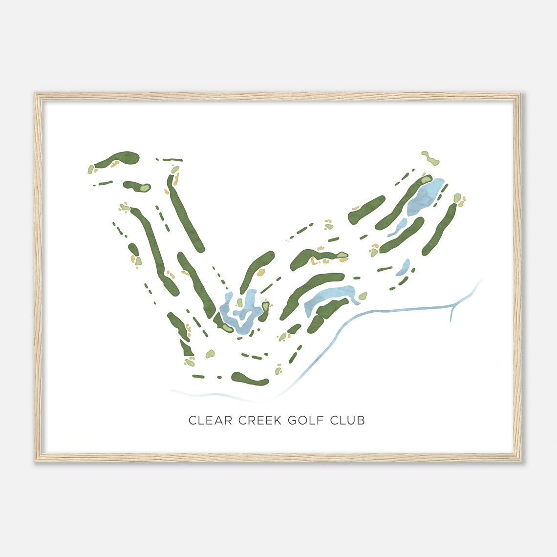 Clear Creek Golf Club Texas Modern Watercolor Course Map Poster - Image 2