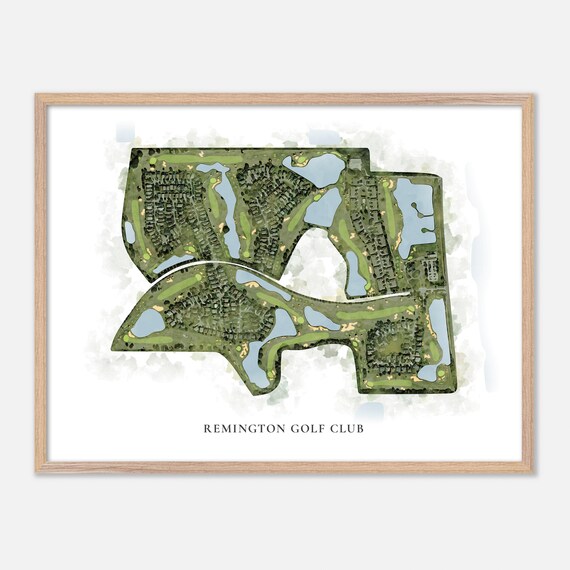 Remington Golf Club Classic Watercolor Lakes Course Map Poster