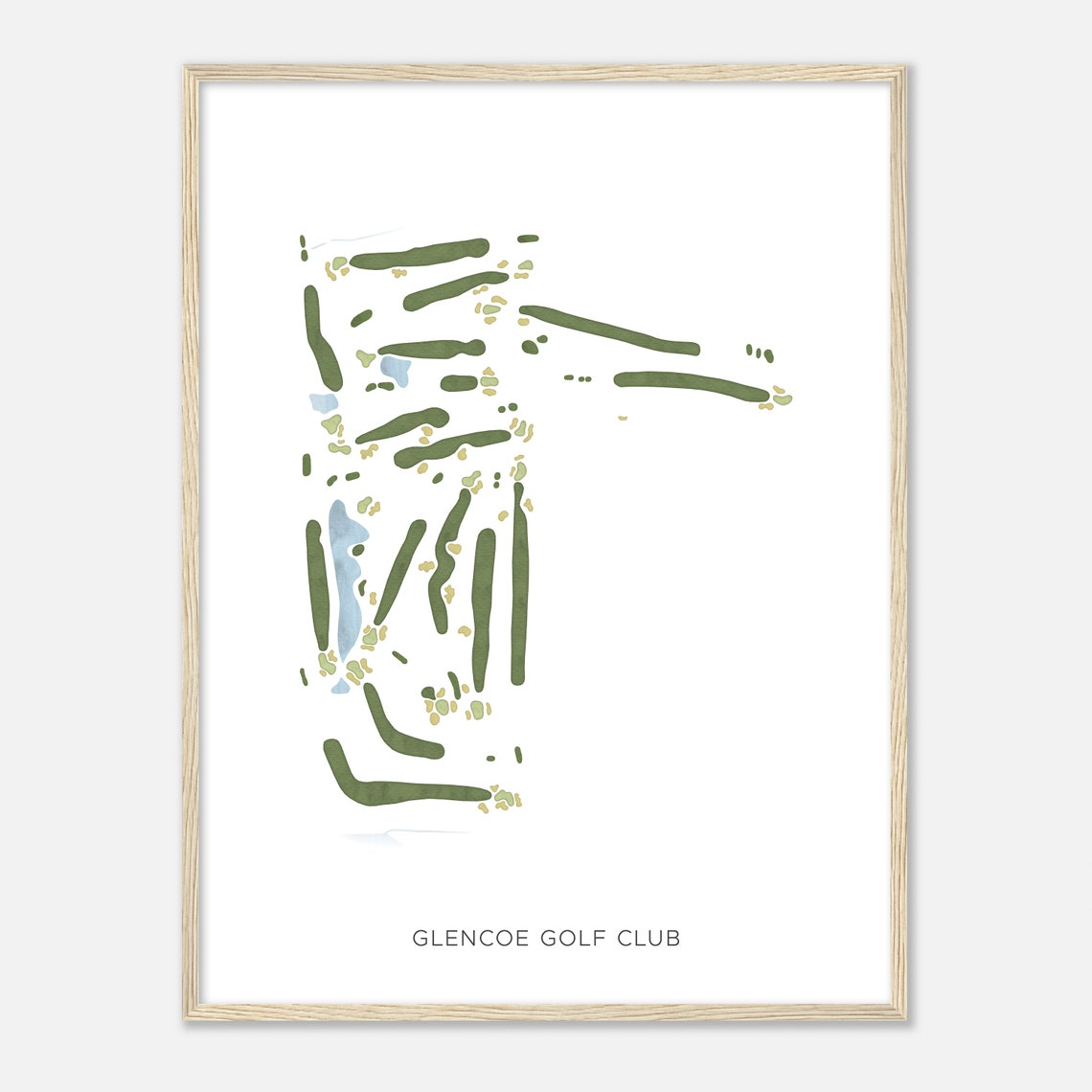 Glencoe Golf Club Minimalist Watercolor Course Map Sports Wall Art