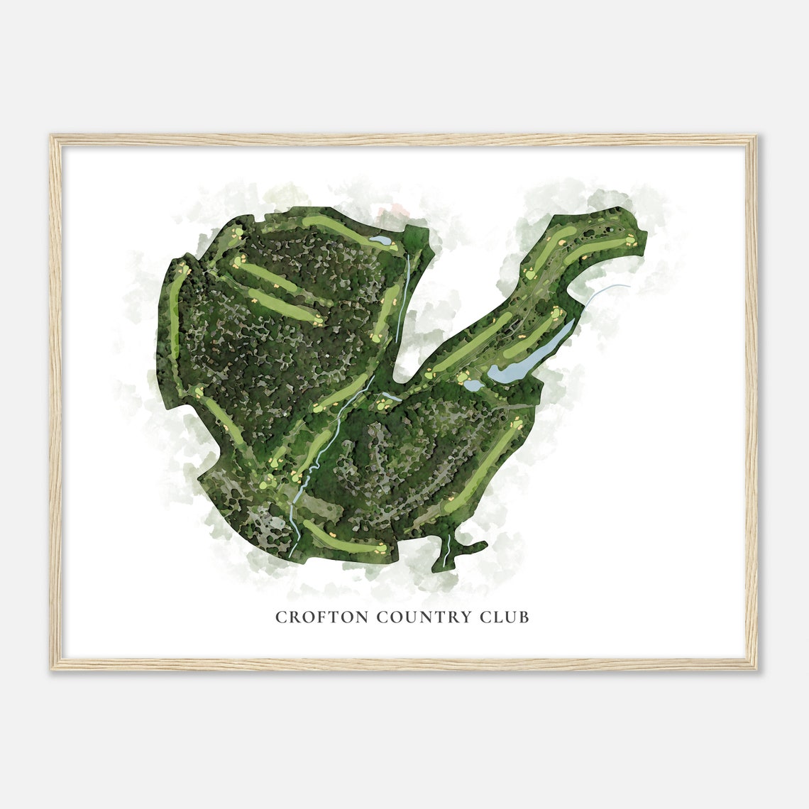 Crofton Country Club Classic Watercolor Golf Course Map Poster - Image 2