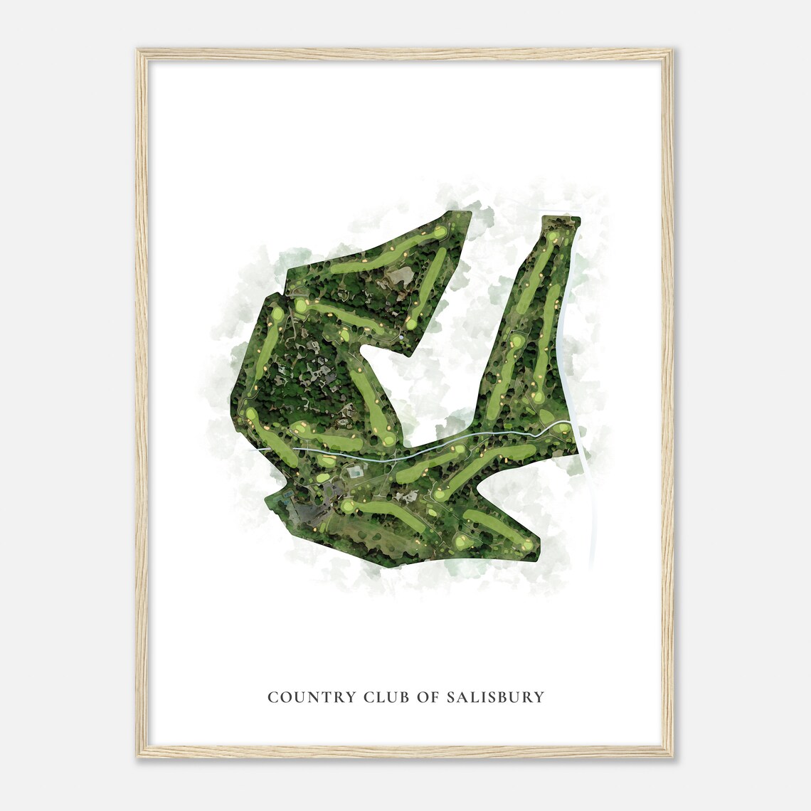 Country Club Of Salisbury North Carolina Classic Watercolor Map Poster - Image 2