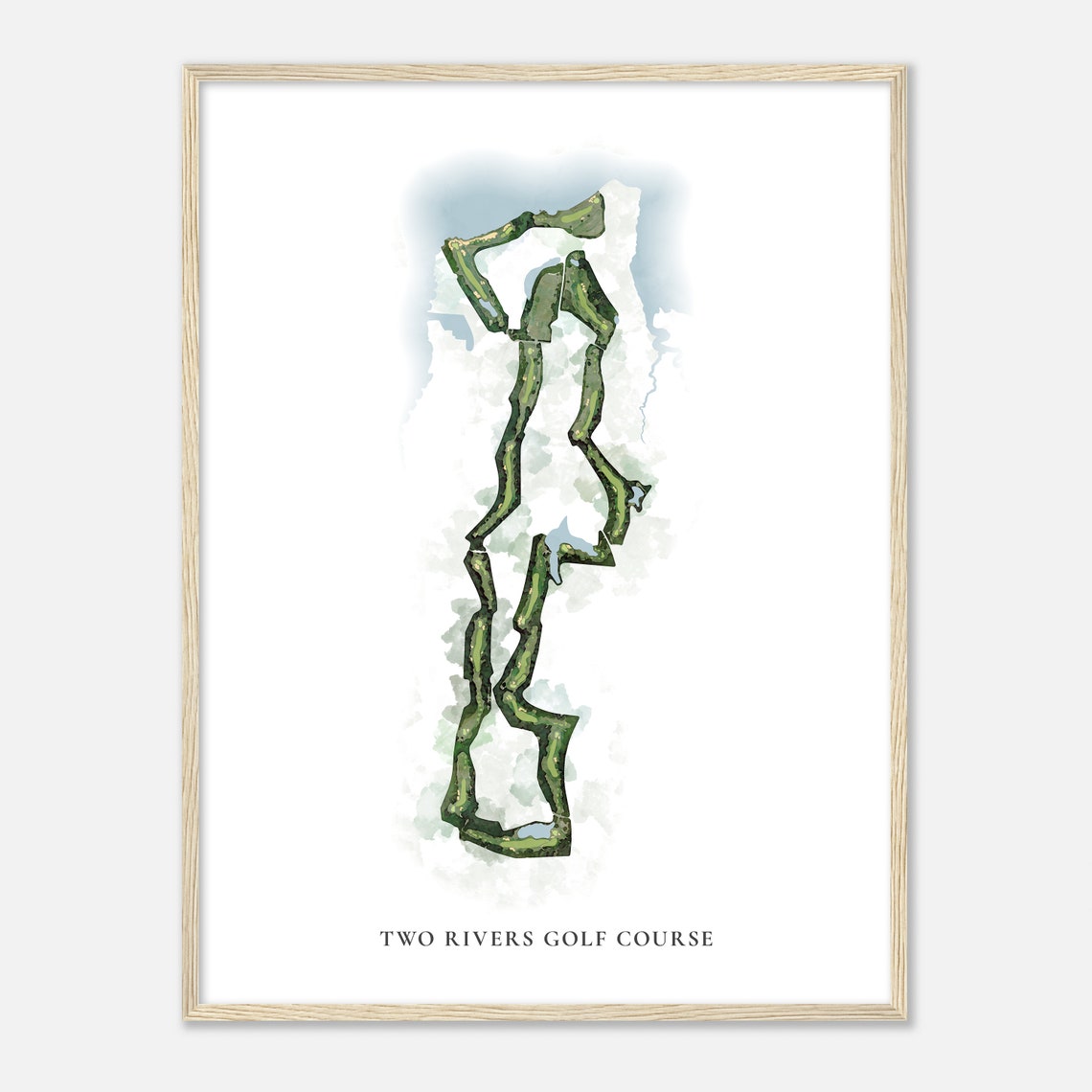 Two Rivers Golf Course Virginia Classic Watercolor Map Poster - Image 2
