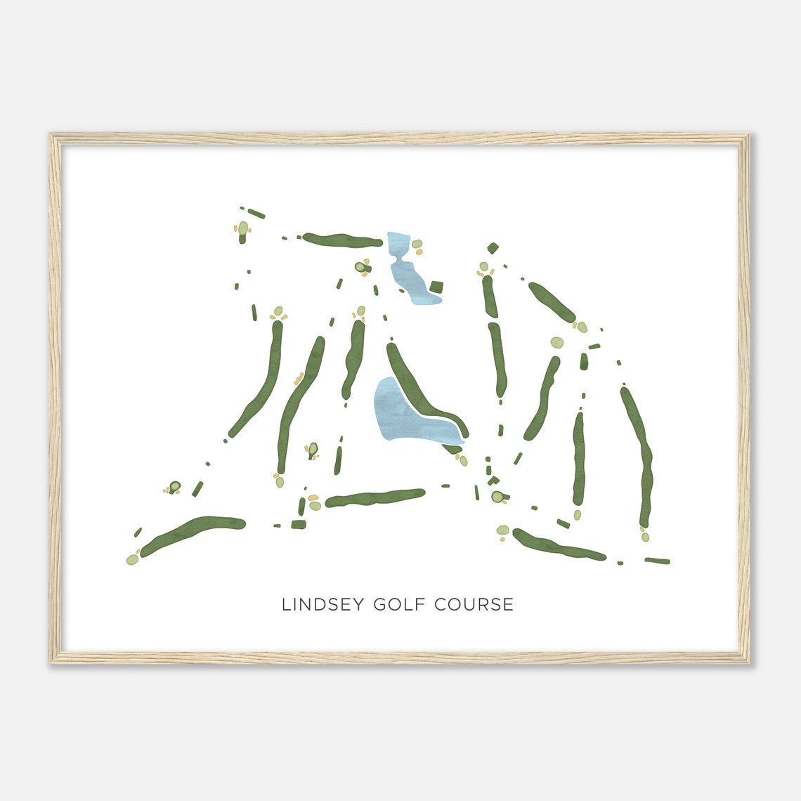 Lindsey Golf Course Modern Watercolor Golf Course Map Poster