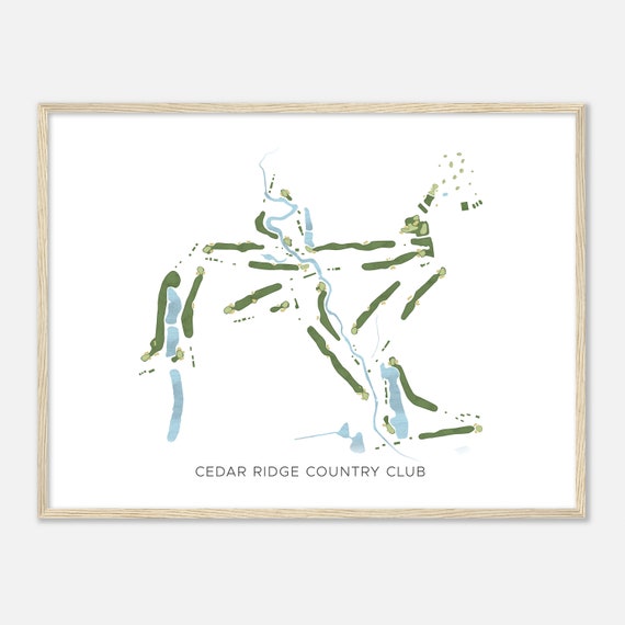 Cedar Ridge Country Club Oklahoma Modern Watercolor Map Golfer Gift Golf Wall Art Golf Poster Print Course Layout