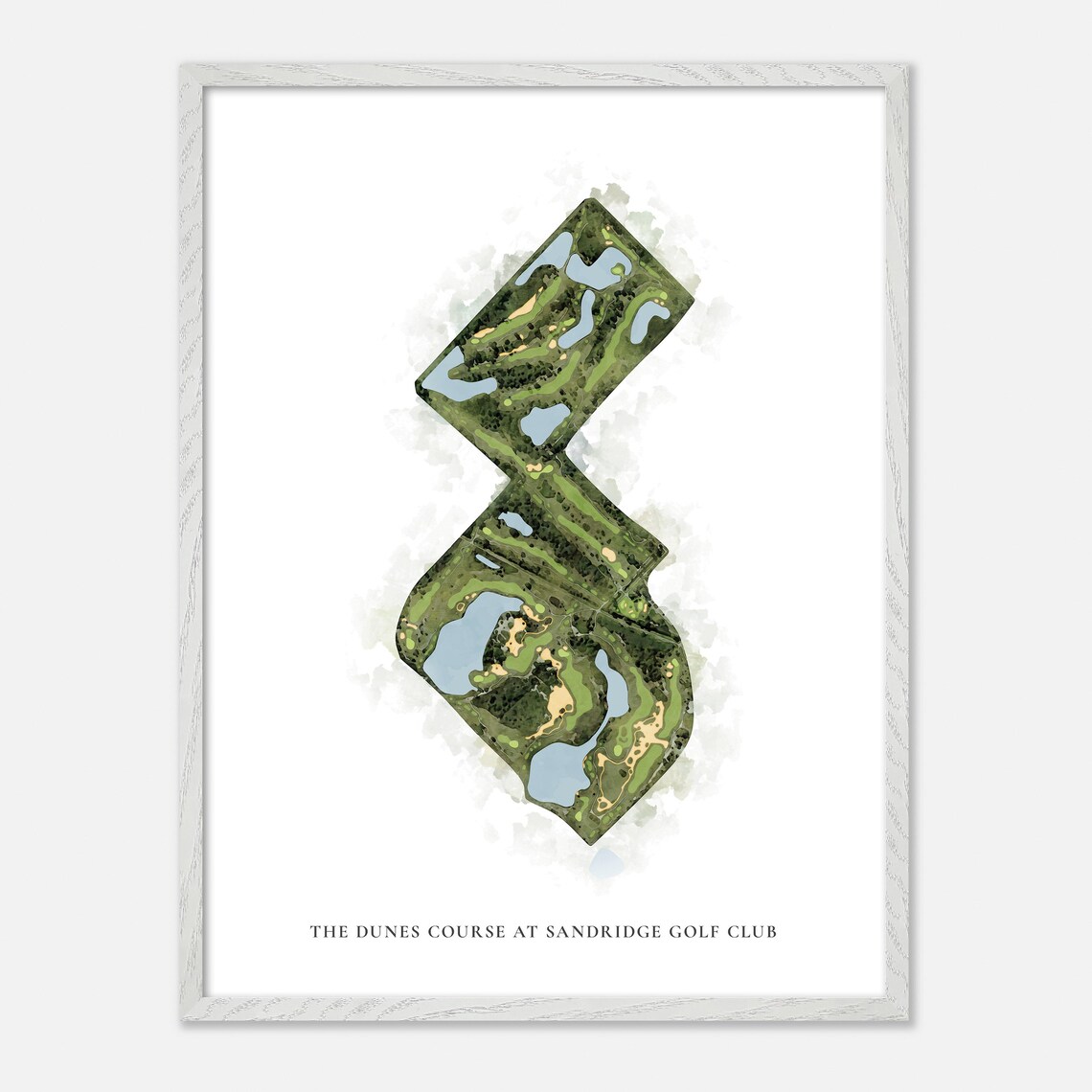 The Dunes Course Sandridge Golf Club Watercolor Map Art Poster - Image 2